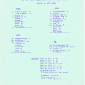 1934 Specification of the new organ at the Church