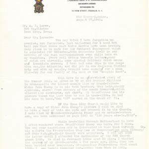 1941 Letter from J. Kirkwood Craig to Mr. A. J. Larew