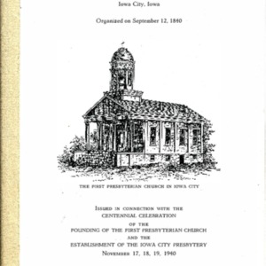 1940--History of First Presbyterian Church of Iowa City, 1840-1940