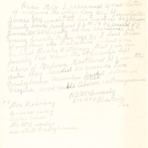 1944 Letter from H. S. McCready