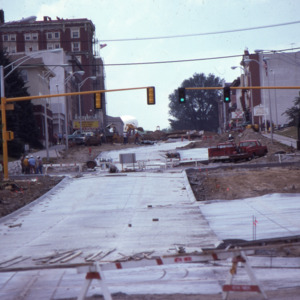 East Washington Street construction during Urban Renewal, 1975