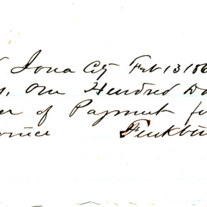 1865 Receipt for payment for building part of the church cornice
